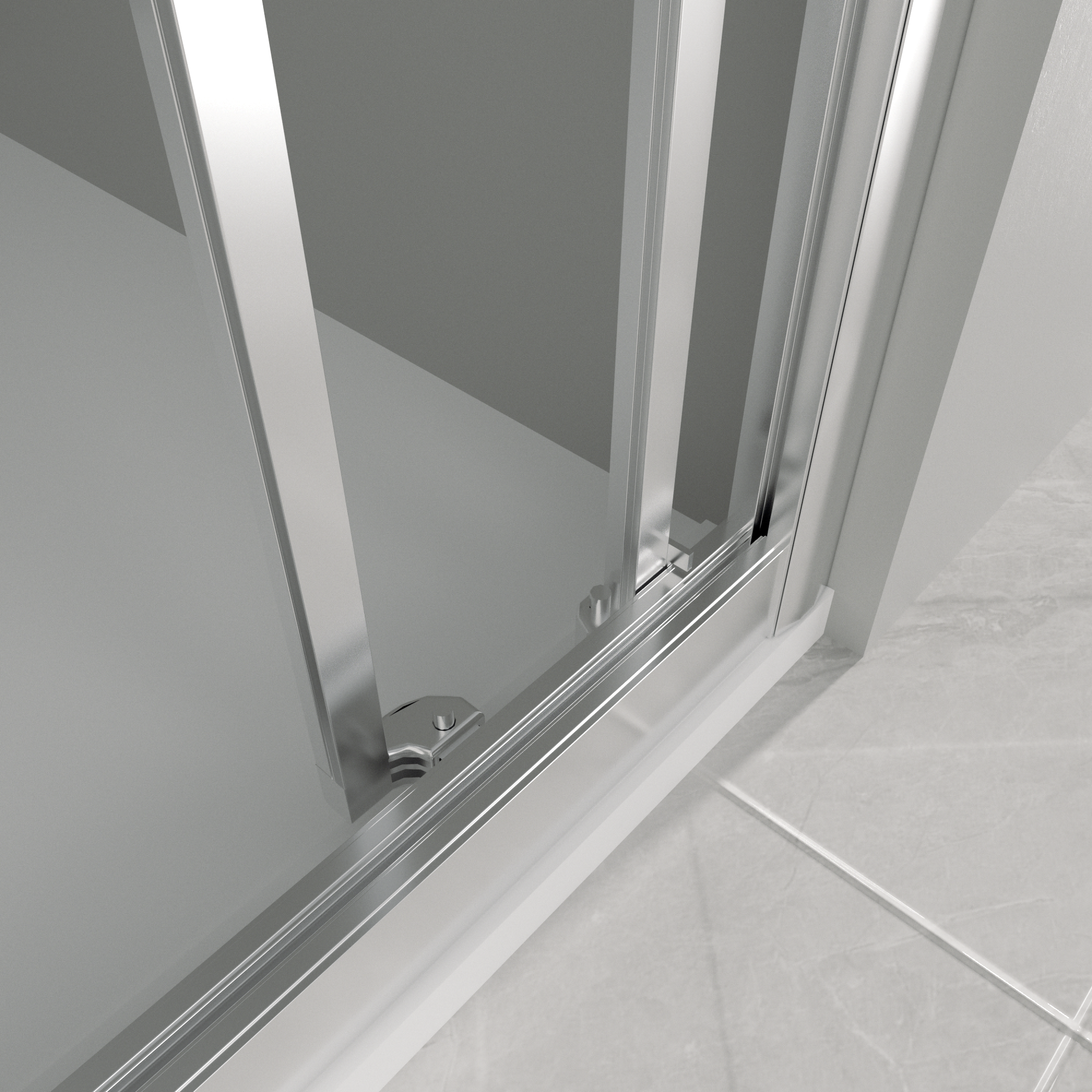 Single Handle Aluminum Frame Tempered Glass Sliding Shower Door