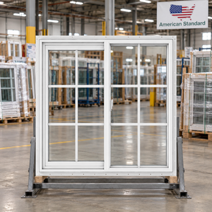 American Style White Vinyl Sliding Window Double Glazed Insulated Glass Slider Windows With Grids For Residential House Building