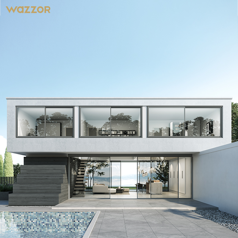 Wazzor Customized High Quality American Style Aluminium Alloy Frame Residential Double Tempered Glass Sliding Windows