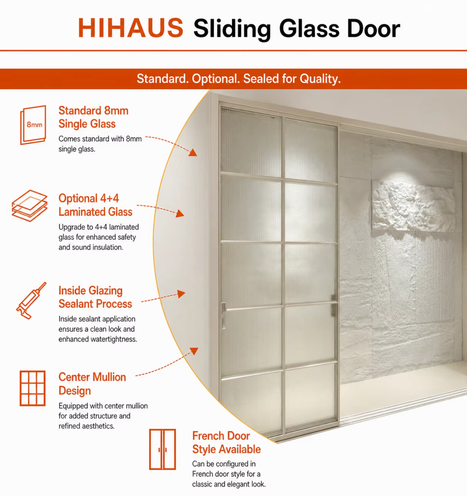 Hihaus Narrow Side Indoor Glass Sliding Doors Usa Certified Aluminum Sliding Door Track