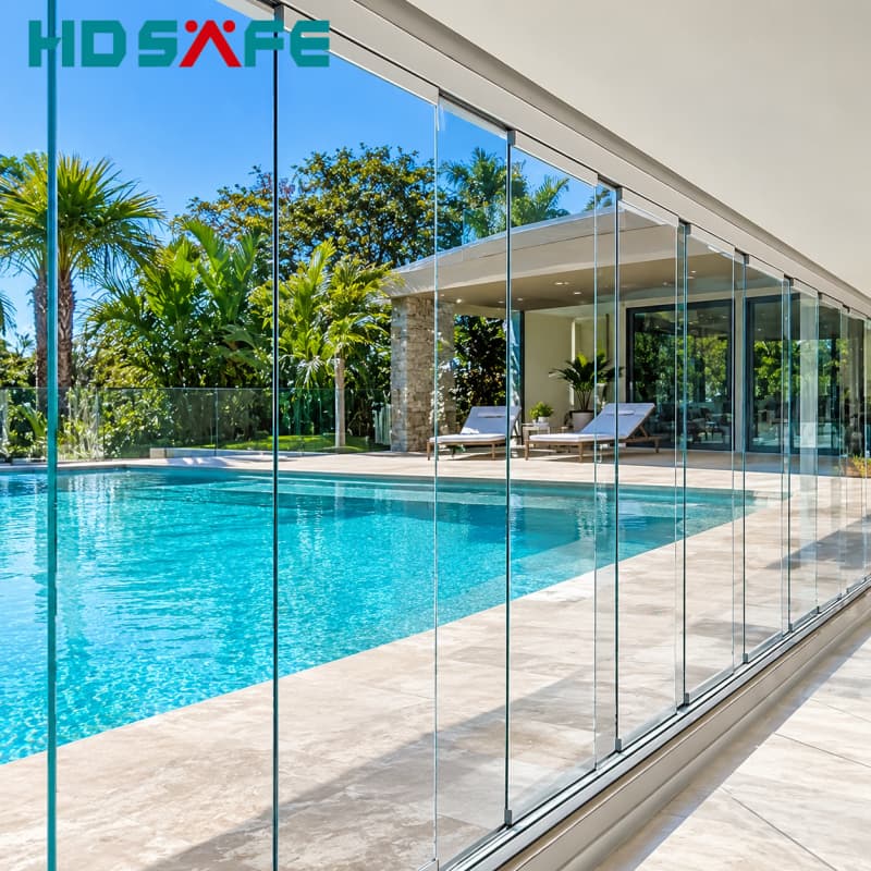 Panoramic Frameless Folding Glass Window Aluminum BiFold Window System for Balcony Patio Villa