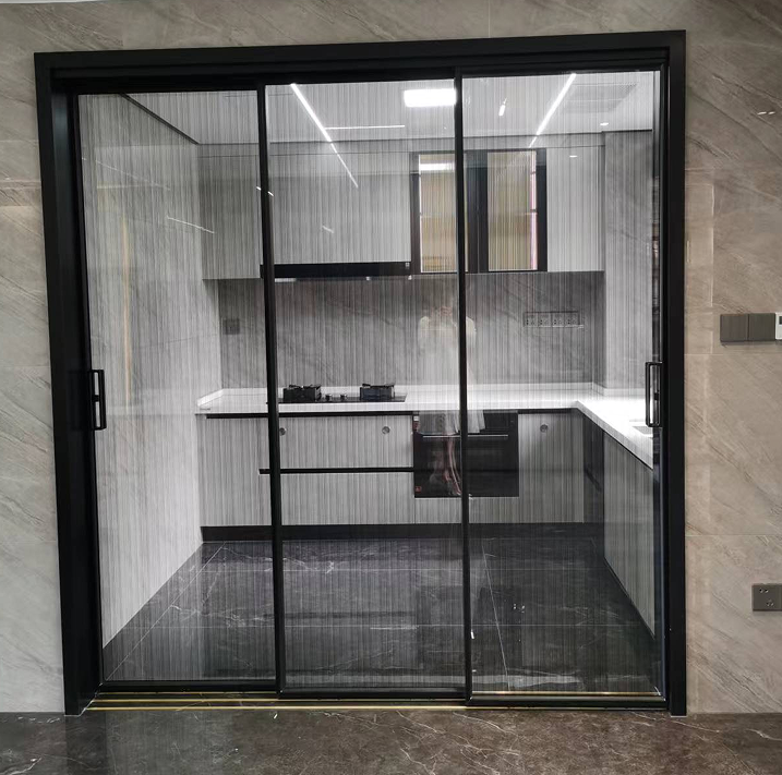 High Quality Narrow Aluminum Alloy Sliding Door Slide Roller Exterior Aluminium Glass Doors Hing for Room Kitchen Slide Door