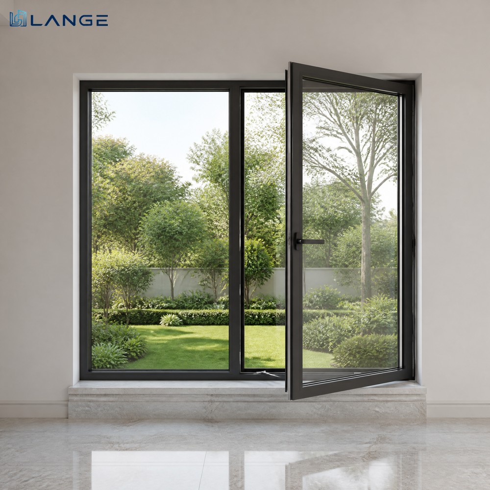 Minimalist Aluminum Alloy Casement Windows Double Glazed Windows Tilt And Turn Inward Opening Window For House Villa