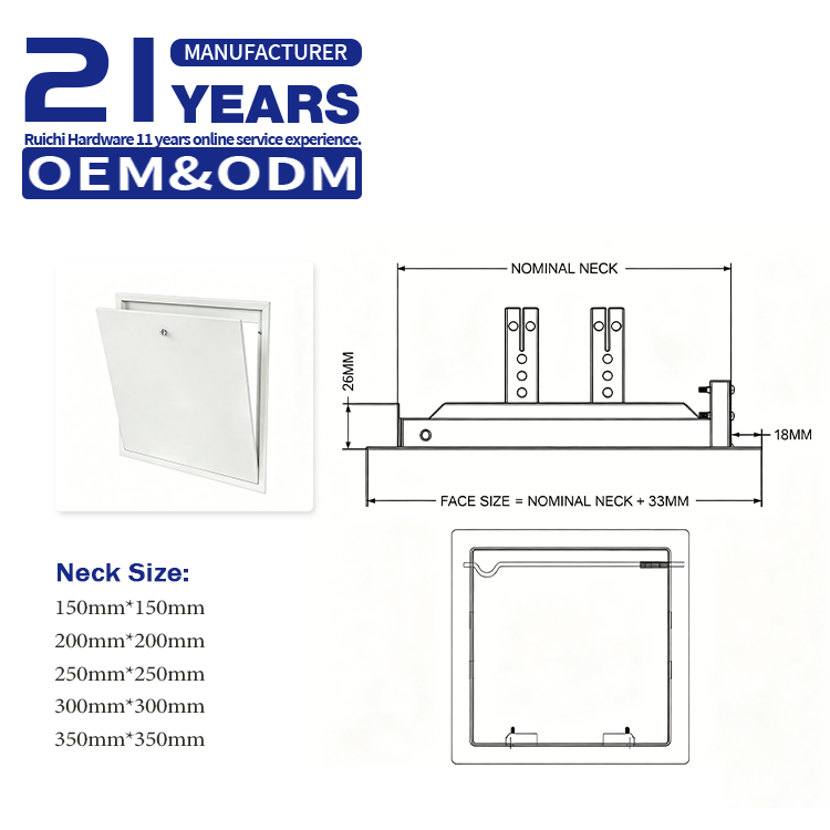 Aluminum Made with Standard Powder Coated White Finish Camlocked HVAC Access Door