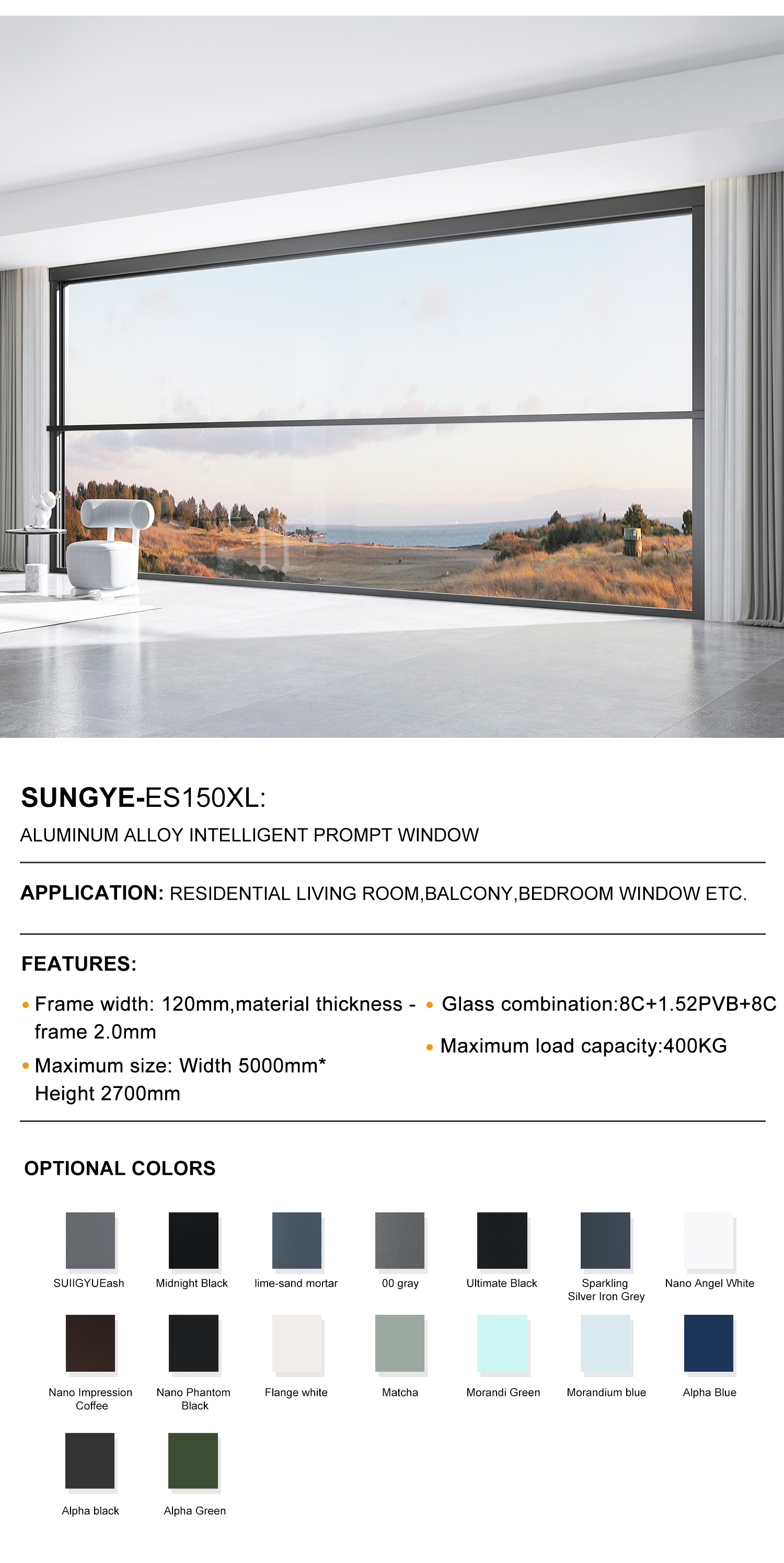 SUNGYE Vertical Retractable Sliding Lifting Glass Door