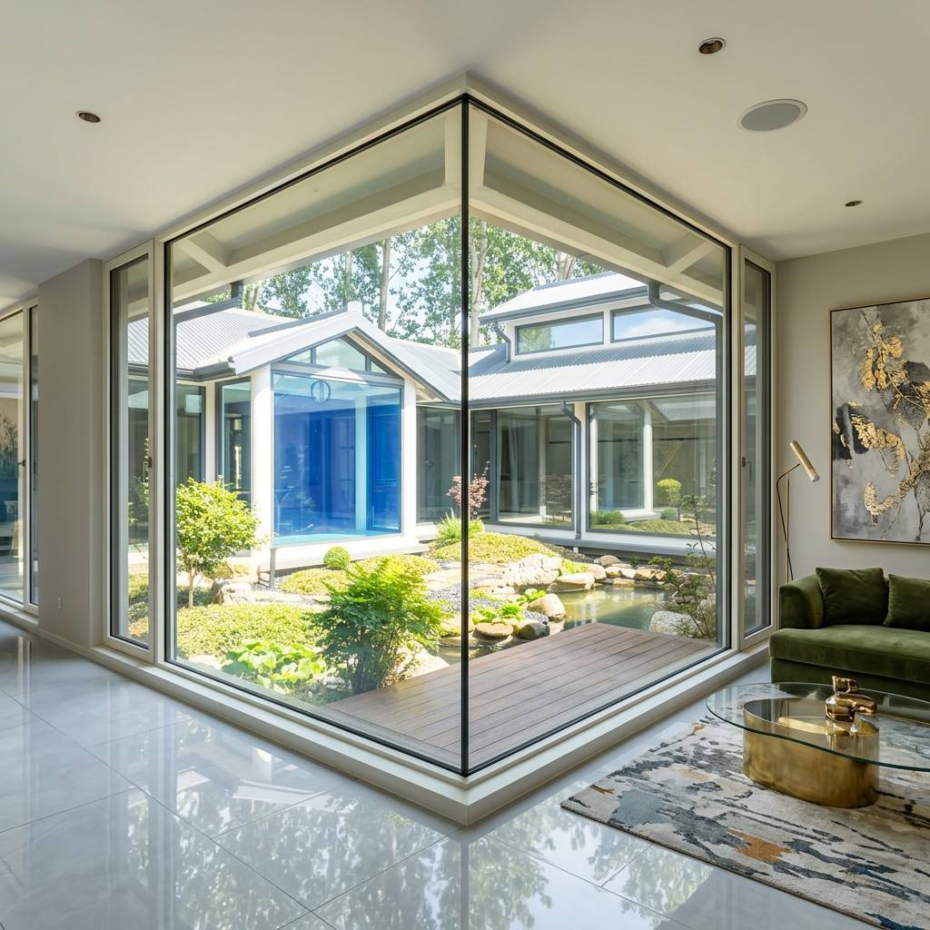 HUACAI Modern Flush Design Aluminum Casement Window Hidden Hardware Internal Tilt and Turn System Window