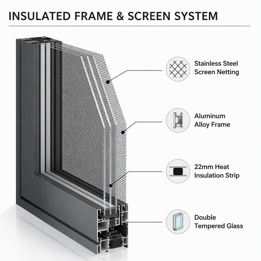 Aluminum Sliding Window Thermal Break Exterior Low E Glass Commercial Kitchen Custom Size for Hotel Projects Aluminum Window