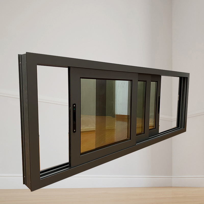 Weatherproof Brown Aluminium Sliding Window Tempered Glass for Apartment, Villa &amp; Commercial Building Facades