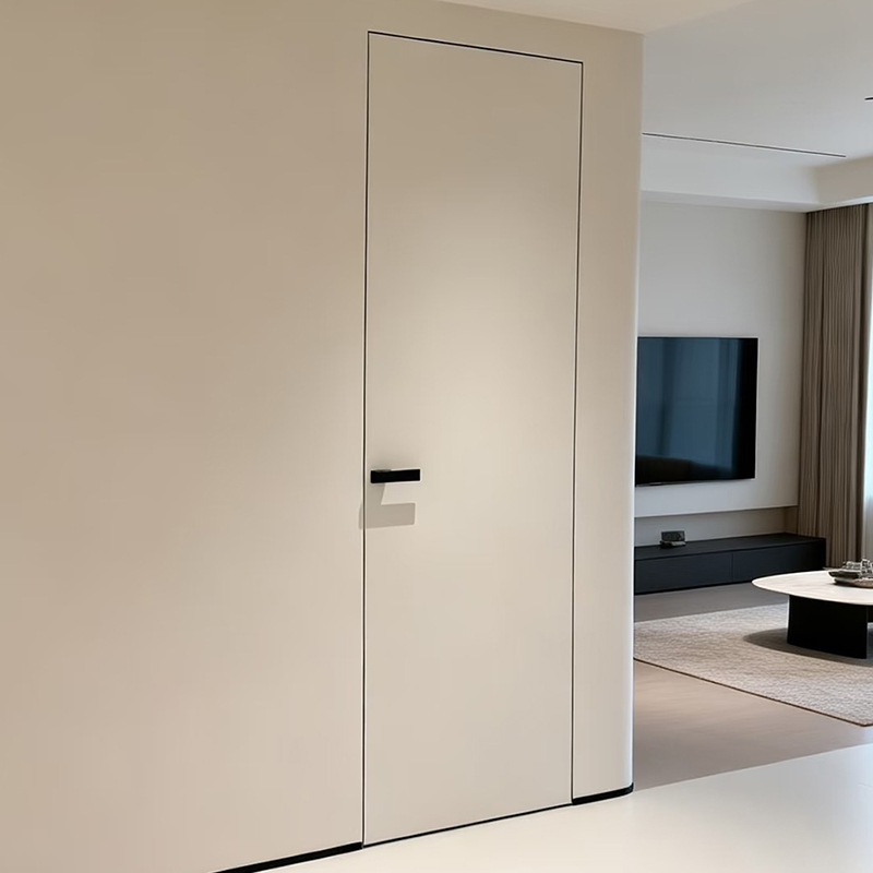 Villa Apartment Sound Insulation Frameless Aluminum Interior Swing Door With Paintable Calcium Silicate Slab Latex &amp; Art Coating