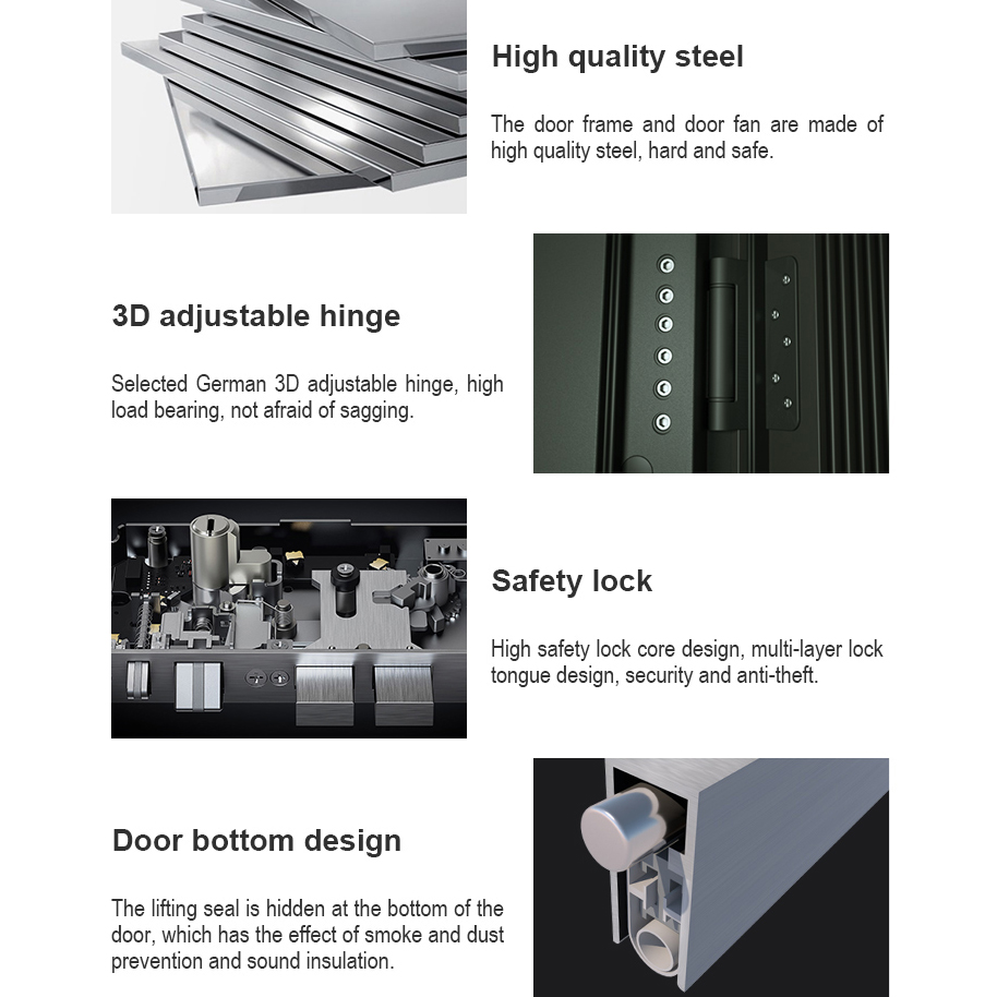 Entrance Exterior Doors Security Doors Metal Fire Rated Main Galvanized Steel Soundproof Front Entry Doors for Houses Home