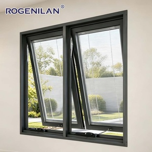 Rogenilan Outdoor Storm Soundproof Double Low-E Glass Awning Window Exterior Aluminum Custom windows with Blinds