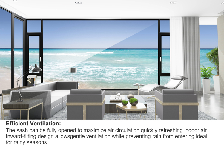 NFRC Tilt and Turn Black Narrow Frame Double Glazed Thermal Break Modern Residential Aluminum Windows House Aluminium Window