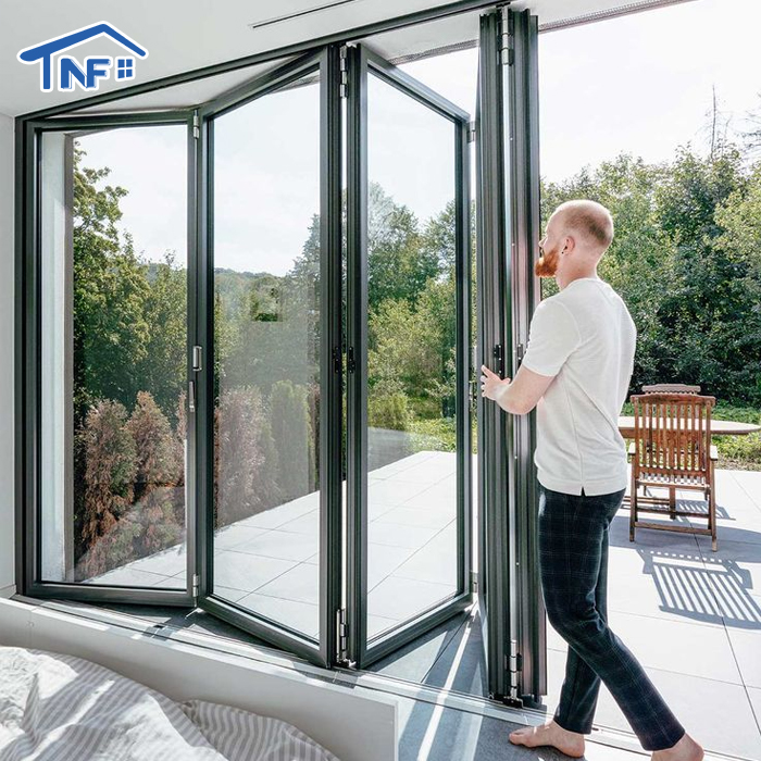 NF Aluminum Doors Aluminium Bifold Patio Folding Glass Doors Outswing Energy Efficient Bifold Door