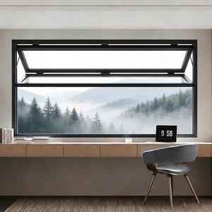 Modern Bifold Black Aluminum Alloy Tempered Double Glass Heat Insulation Accordion Vertical Folding Window