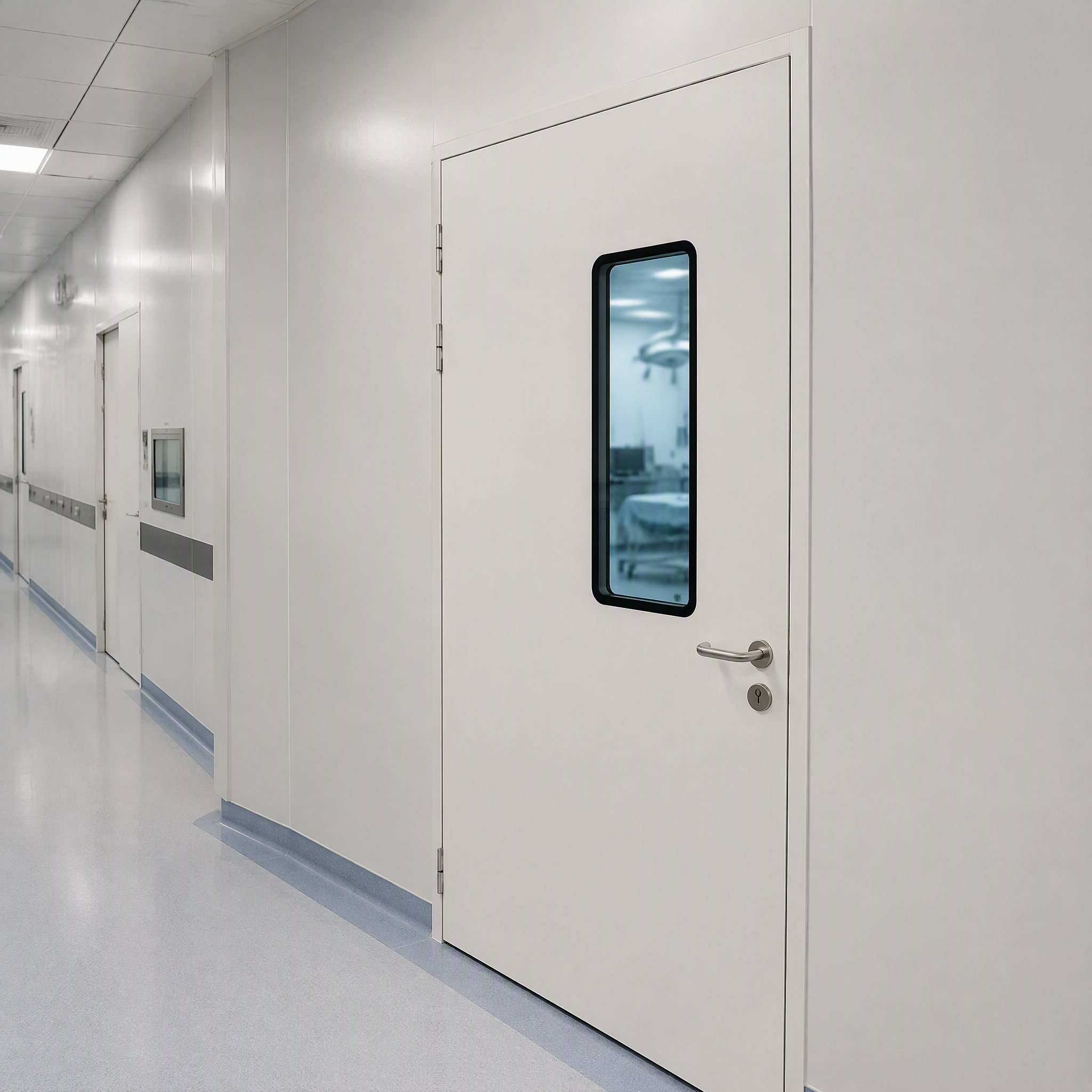 Stainless Steel PVC Fiberglass Modern Hospital Rooms Fire Rated Interior Panic Exit Door Push Pull Well Sealed Finished ODM OEM