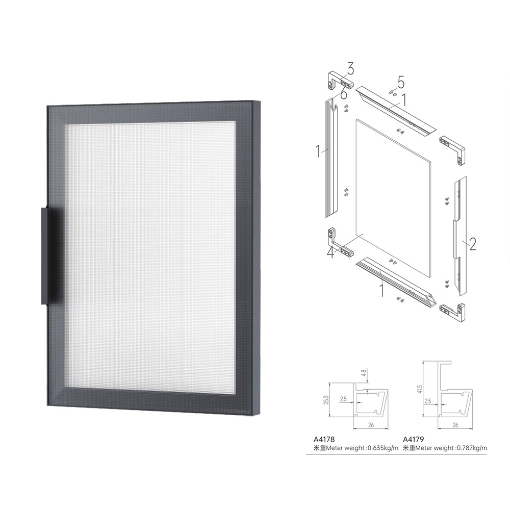 Aluminium Alloy Slim Profile Glass Front Aluminum Frame Cabinet Doors