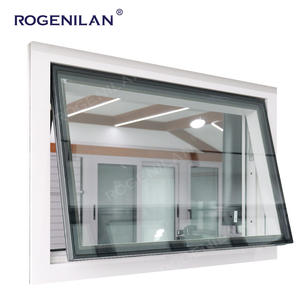 Rogenilan Australian AS2047 Double Glazed Aluminum Awning Window Aluminium Hopper windows With Built in Blind