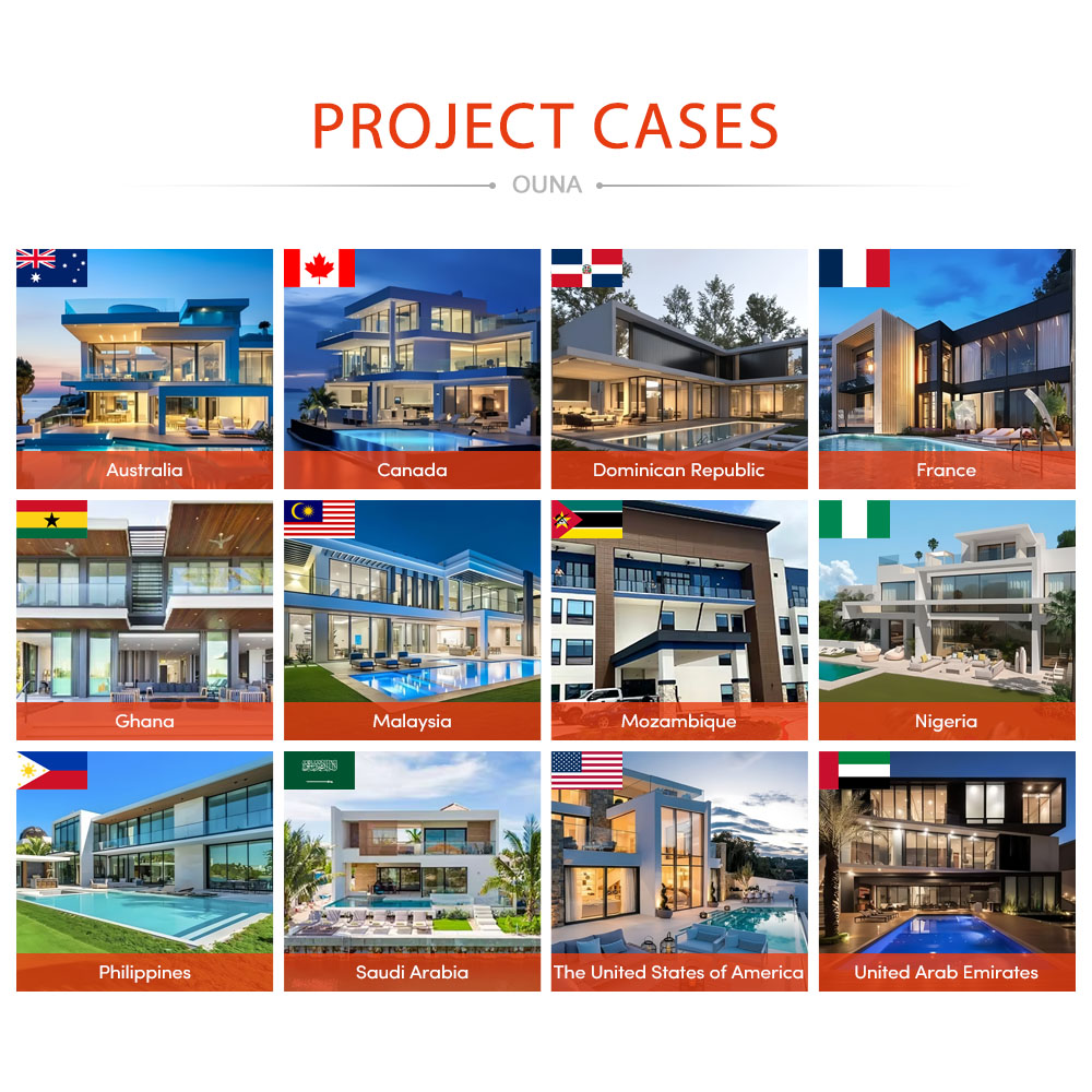 OUNA Factory Aluminum Alloy Casement Window Double Tempered Glass Thermal Break Hurricane Impact Proof AS2047 Awning Window