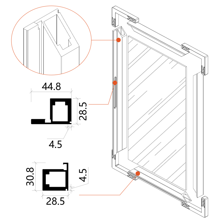 Italian Style Luxury Modern Aluminum Profile Frame Closet Doors for Aluminum Closet Glass Door Wardrobe Door