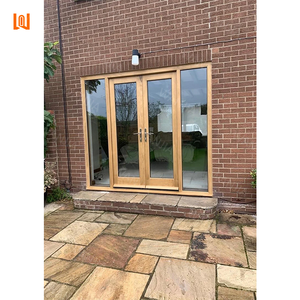 Residential Aluminum Wood French Doors Patio Aluminum Clad Double Doors