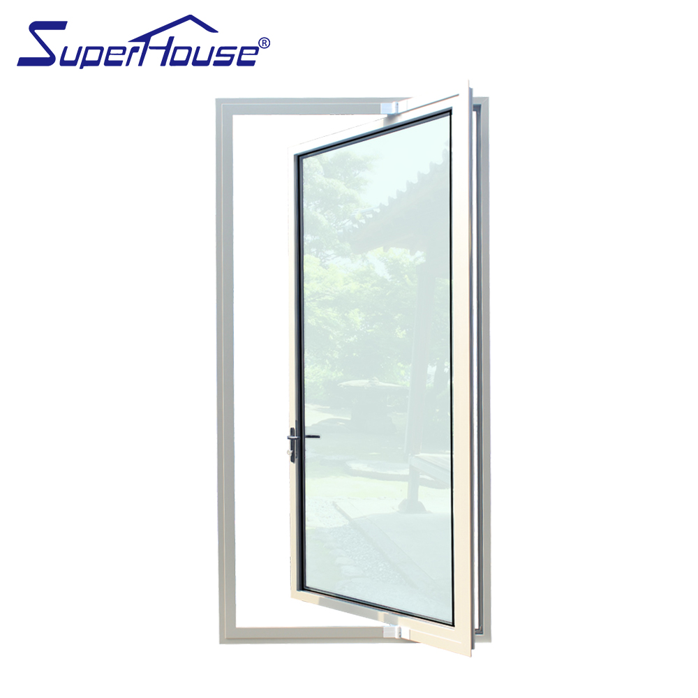 Superhouse Simple Design For Bathroom Kitchen Tempered Glass Patio Casement Swing Door White Aluminium Hinged Door