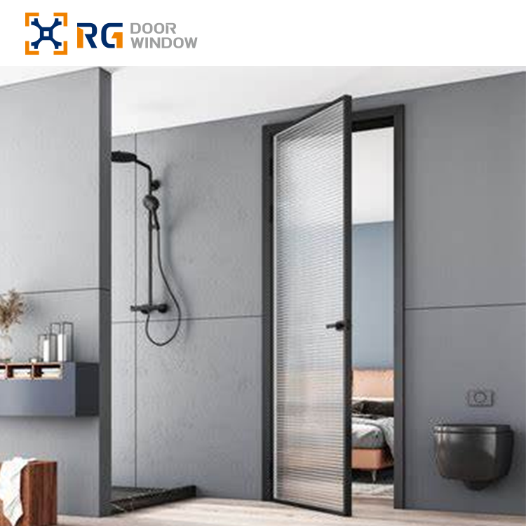 Factory Quality Popular Appearance Aluminum Glass Door Soundproof Double-Layer Glass Interior Door Frameless Aluminum French