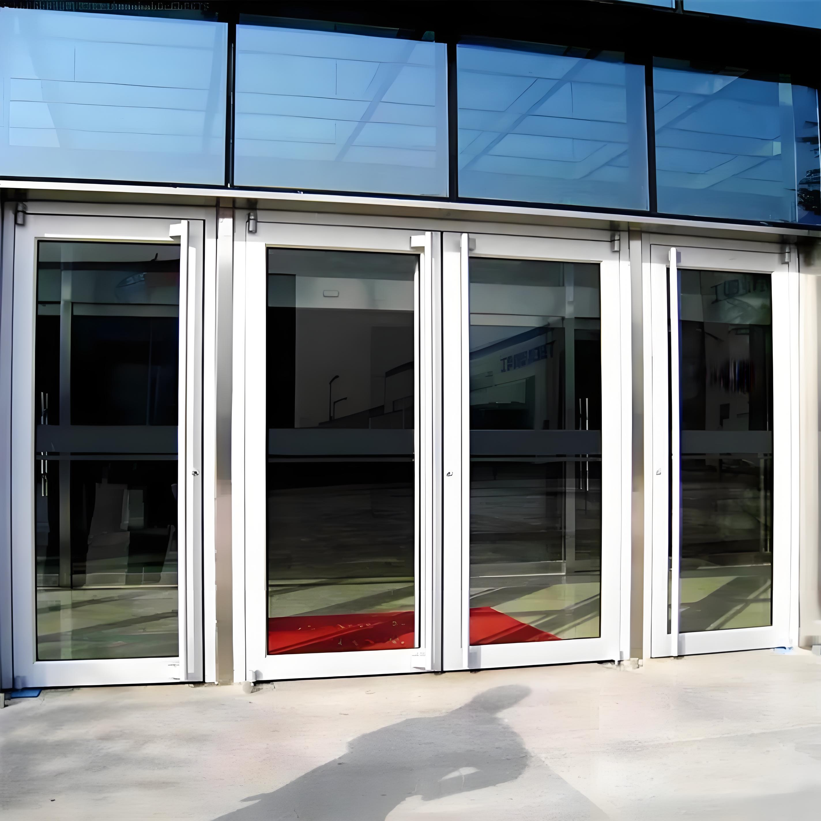 Commercial Double Doors KFC Waterproof Supermarket Storefront Shop Black Double Glaze Aluminum Entry Exterior Commercial Door