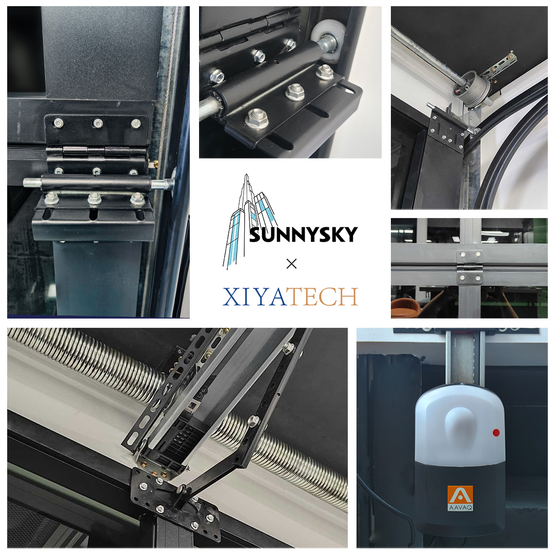 Sunnysky Full View Glass Garage Door Sectional Overhead Lifting Aluminum Framed Commercial Exterior Moving Panel Doors