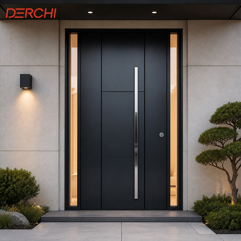 Double Front Entry Door Aluminum Exterior Security Door Heavy Duty for Residential and Commercial Buildings