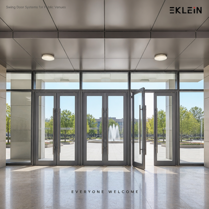 Modern Aluminum Swing Door Double Glazed Tempered Glass Entrance Door for House Villa