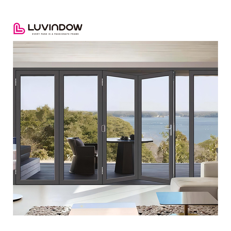 Aluminum Folding Glass Door Entry Door/glass Door/door Laminated Glass Accordion Doors Hurricane Bifold Sliding Door