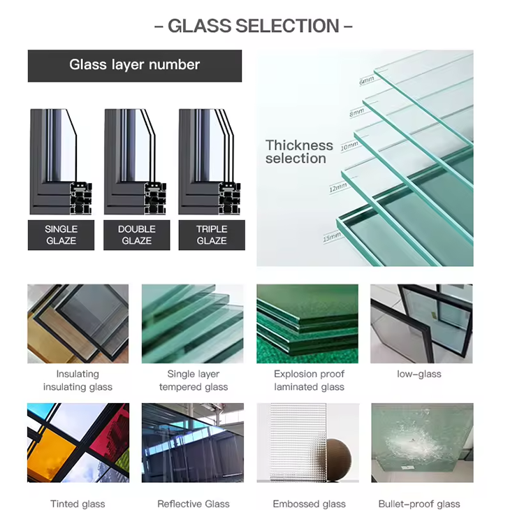 RG100 Black Aluminum Hurricane Window Double Glazed Impact Resistant Casement for Houses
