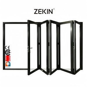 Aluminum Double Glass Exterior Bi-fold Accordion Stacking Doors