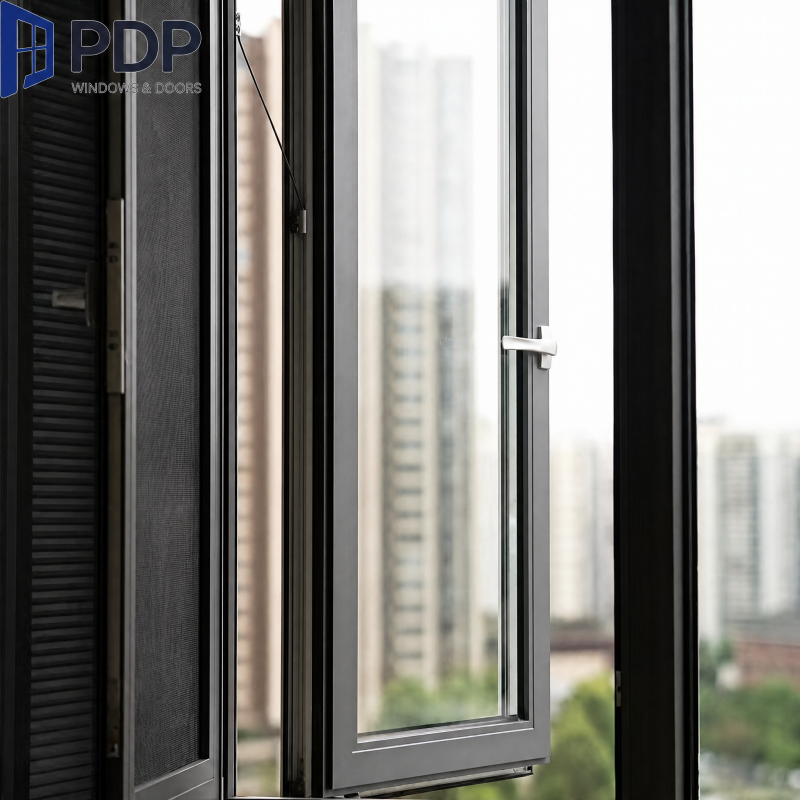 High Quality Security Aluminum Casement Windows Broken Bridge Outdoor Outward Windows Doors Stainless Steel Frame Material