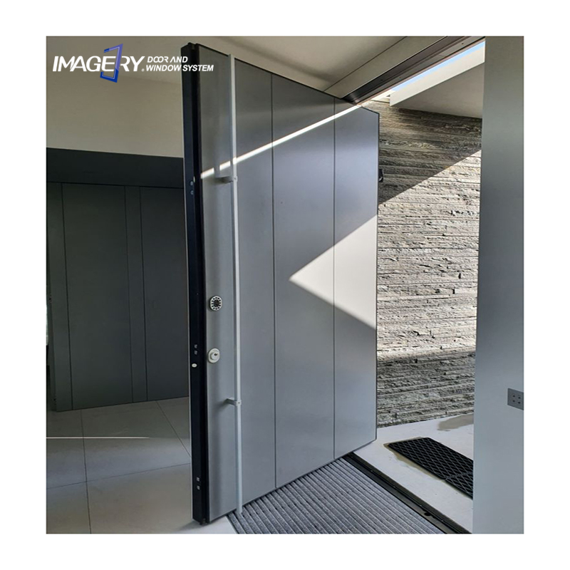 Large Modern Black Front Exterior Entry Hurricane Impact Glass Aluminium Pivot Doors Systems Design