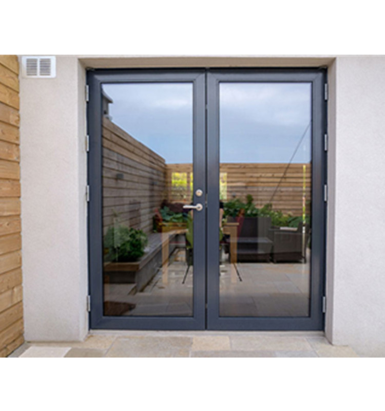 French Open Aluminum Alloy Steel Glass Door Double Entry Side Opening Modern Graphic Design for Hotel Exterior Finished Surface