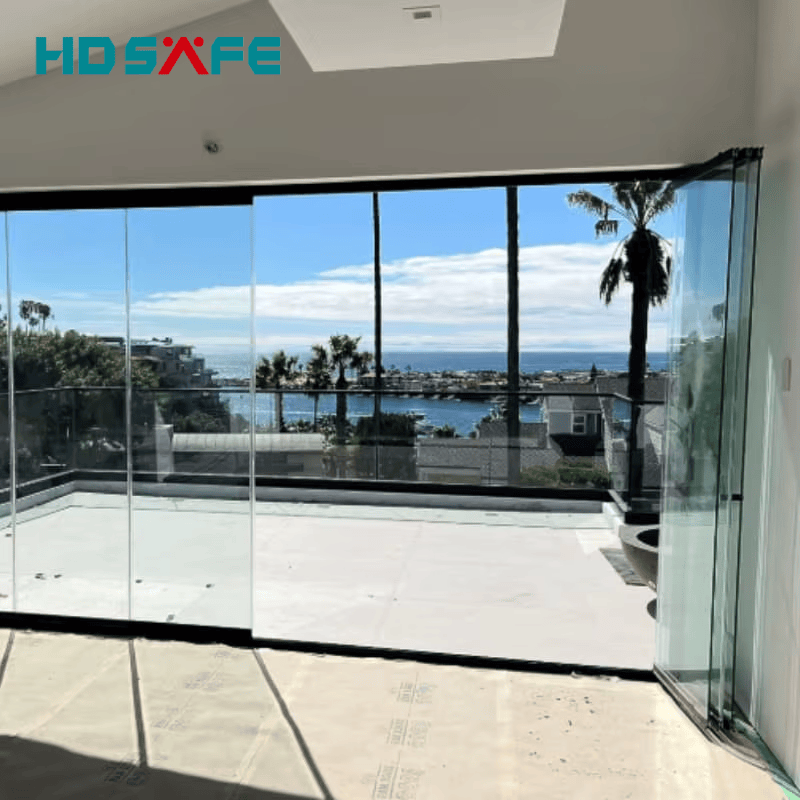 Modern Folding Door Glass Accordion Bi-fold With Folding Screen For Interior Aluminum Patio Villas Sunroom Partition Glass Door