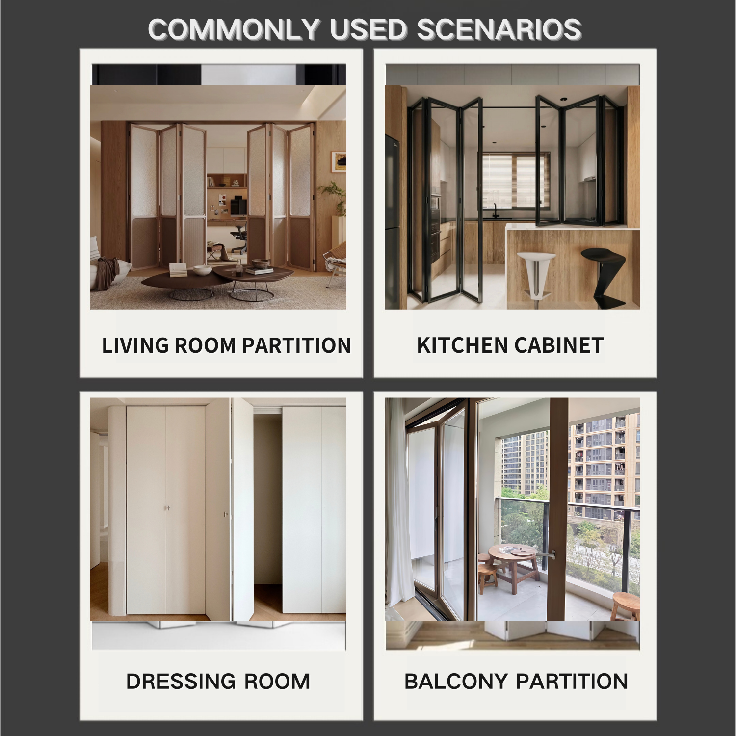 Modern Design Bi-Fold Aluminum Kitchen Cabinet Door with Glass New Release Foldable Screw Door for Villas Finished Surface