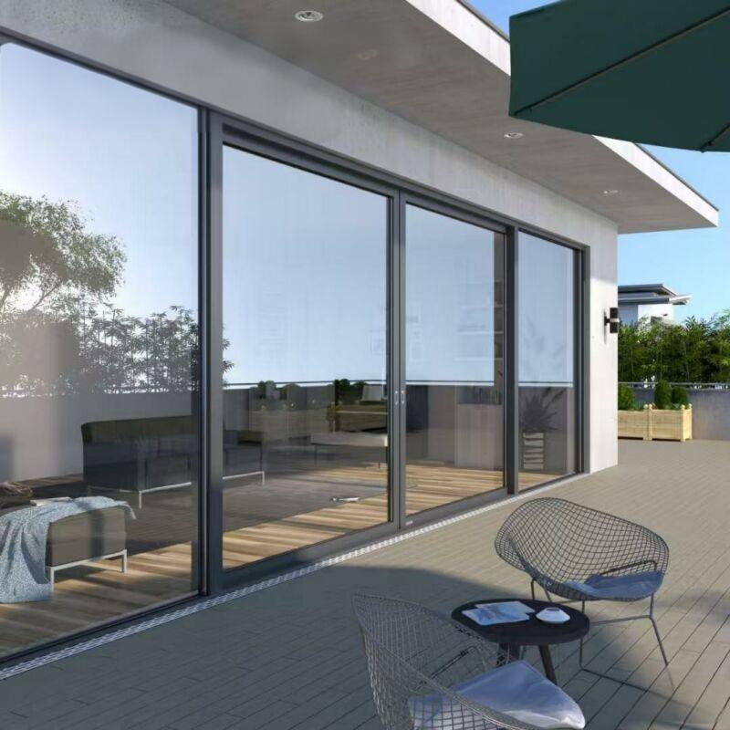 Balcony Patio Doors Metal Back Painted Aluminium Low-e Glass Automatic Sliding Door