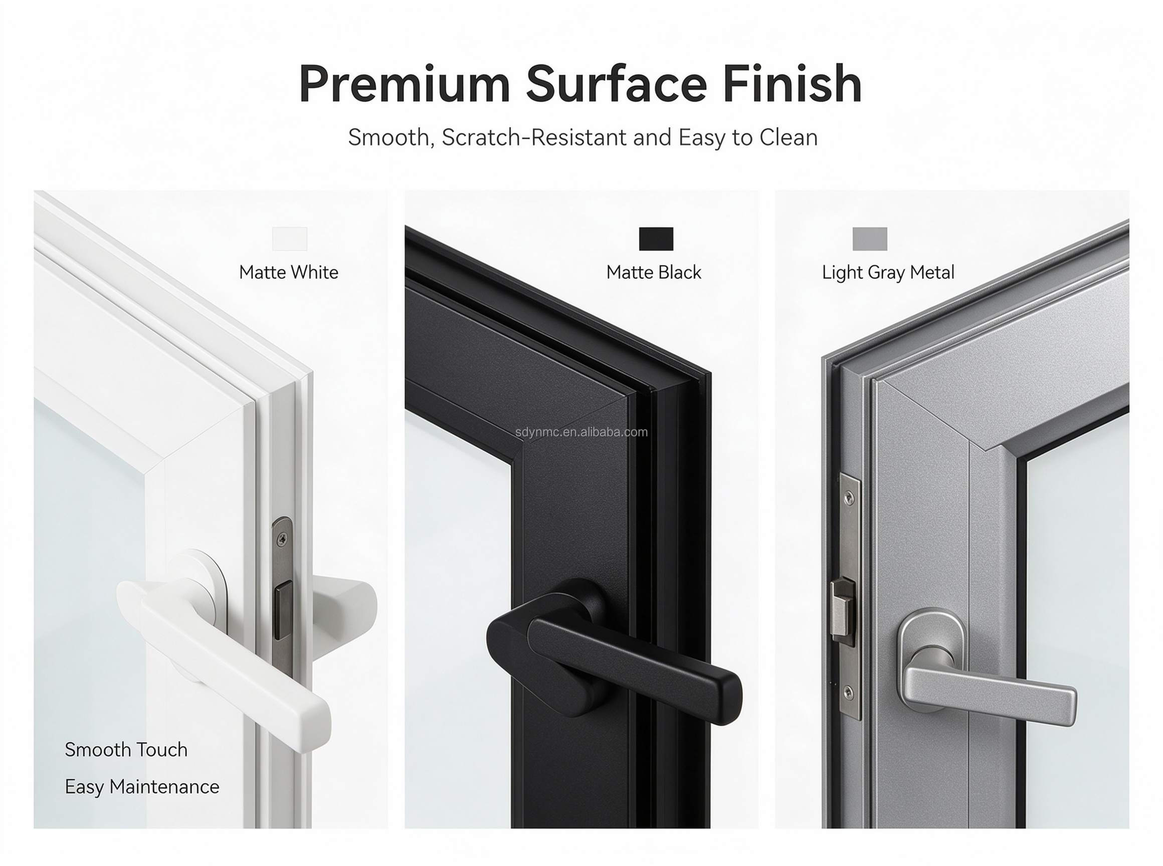 White Aluminum Frame Bathroom Interior Door, Crystal White Oil Sand Safety Glass Toilet Door, Moisture Proof Customized