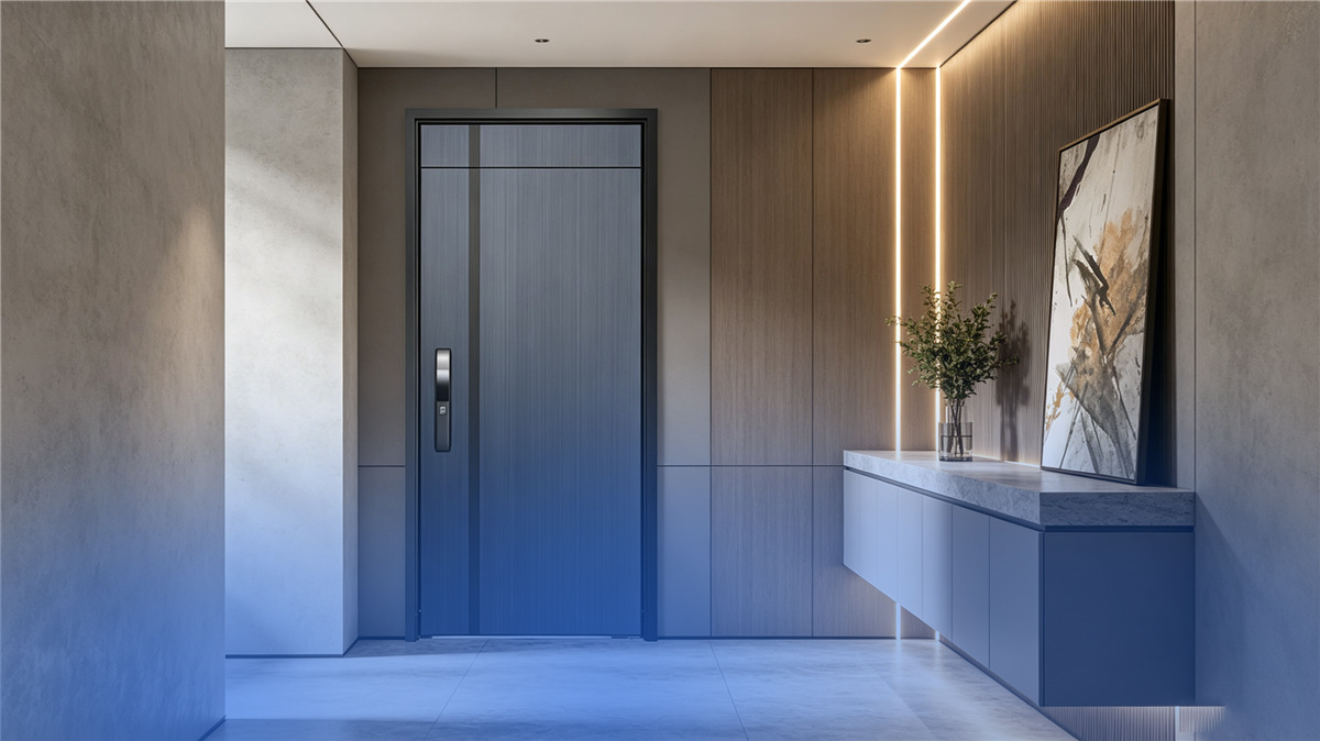 Stainless steel security entry door for coastal homes