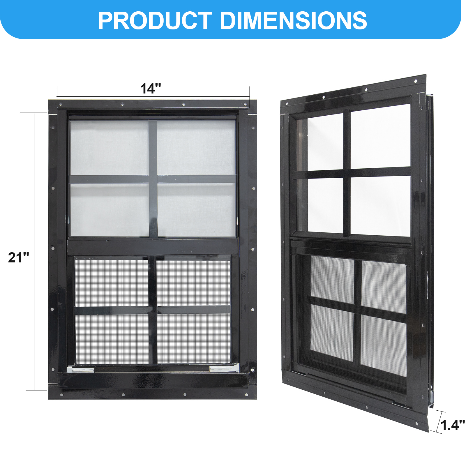 Aluminum Window Frame with Tempered Glass for Shed Farmhouse Style Graphic Design Enabled Installed on Wooden Board