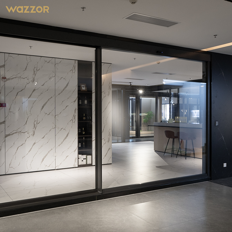 Wazzor Flush Track Sliding Door Exterior Conceal Stacking Door Sliding Patio Door Aluminium Hidden Glass Pocket Slide Doors