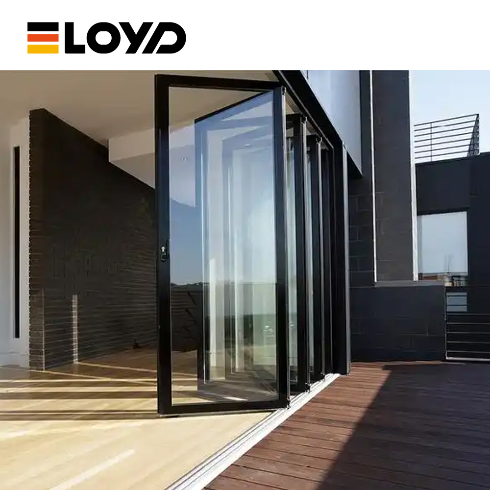 Eloyd Aluminum Bi Fold Patio Doors Double Tempered Glass Folding Entry Door Waterproof Exterior Accordion Door