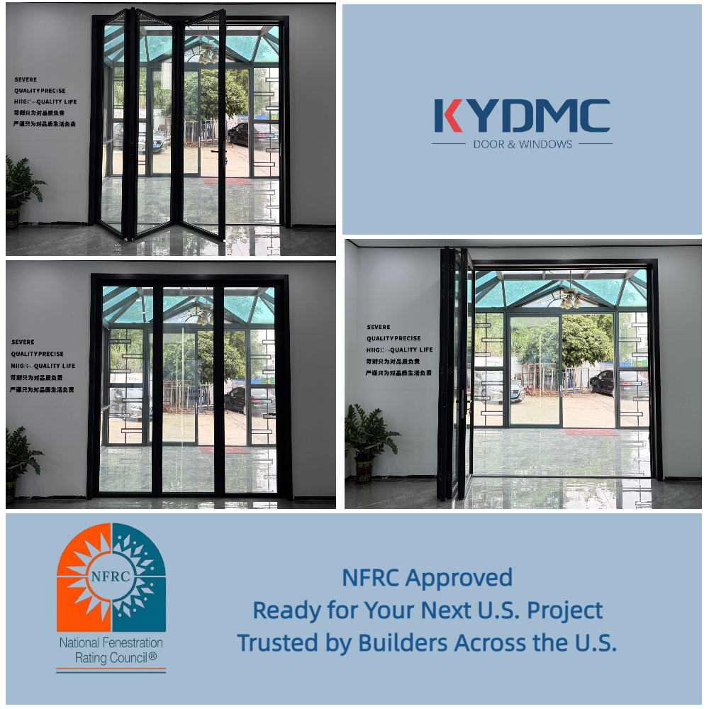 Tempered Glass Aluminum Alloy Slim Frame Bifold Door Large Three Panels Accordion Folding Patio Balcony Garden Bifold Door