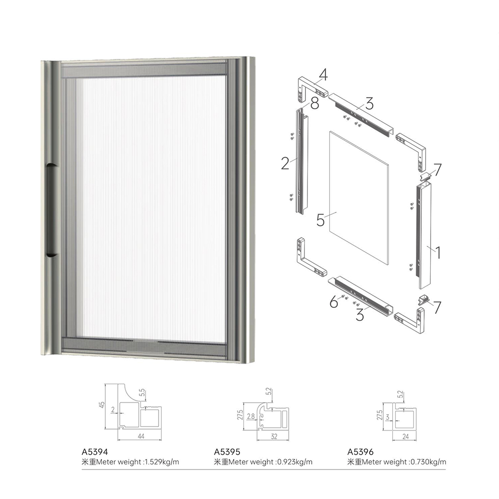 Aluminium Alloy Slim Profile Glass Front Aluminum Frame Cabinet Doors
