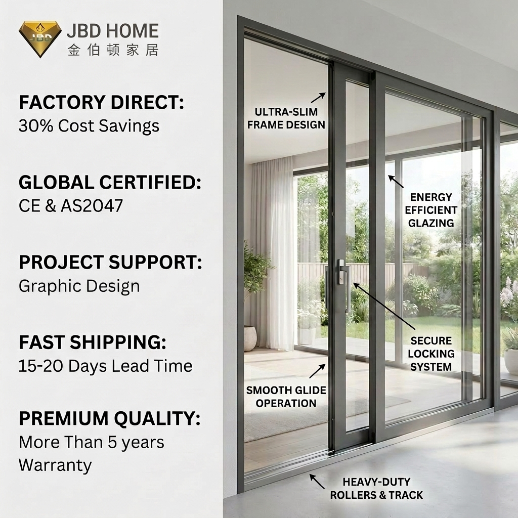 Sliding Glass Doors Black Aluminium High Airtightness Tempered Glass External Aluminum Sliding Glass Door Hurricane Impact
