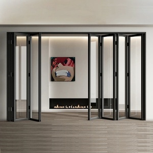 Folding Aluminum Glass Door Waterproof Frameless Design