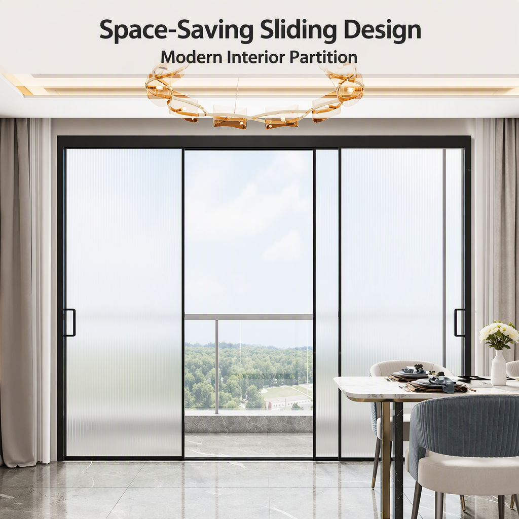 Aluminum Magnesium Alloy Thermal Break Sliding Door Double Glazing Frosted Glass Balcony Patio Interior Door