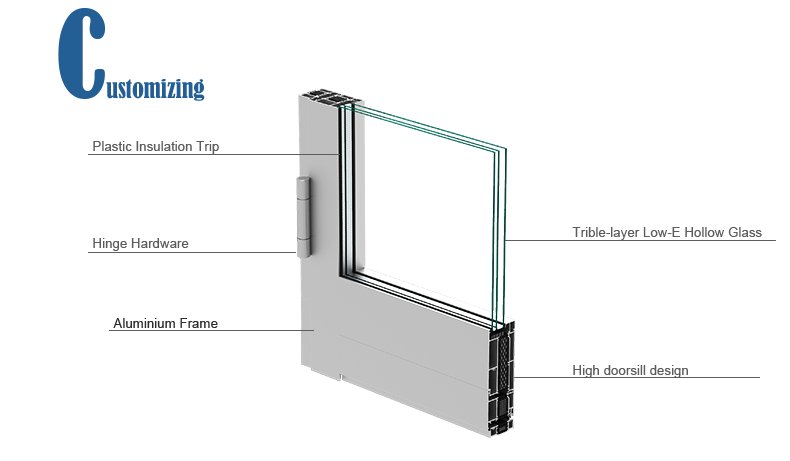 AS2037 NFRC Half Glass Half Aluminum Casement Door